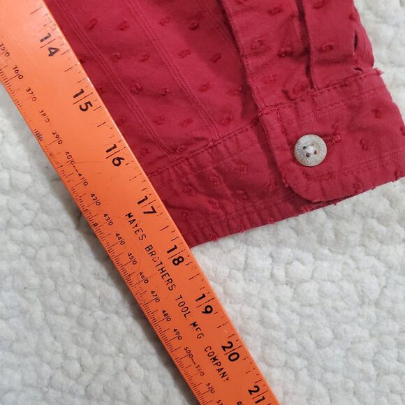 Womens Colombia Long Sleeved Red Shirt w/ Textured Dots Size Med. - Picture 16 of 16